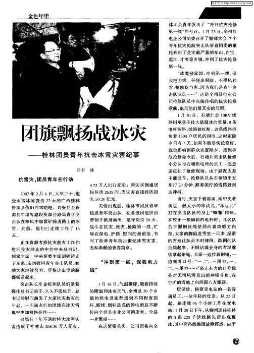 团旗飘扬战冰灾——桂林团员青年抗击冰雪灾害纪事