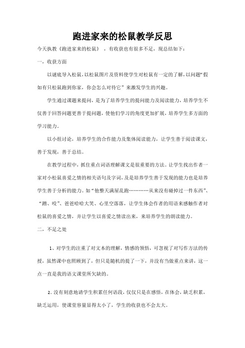 跑进家来的松鼠教学反思