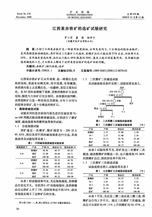 江西某赤铁矿的选矿试验研究