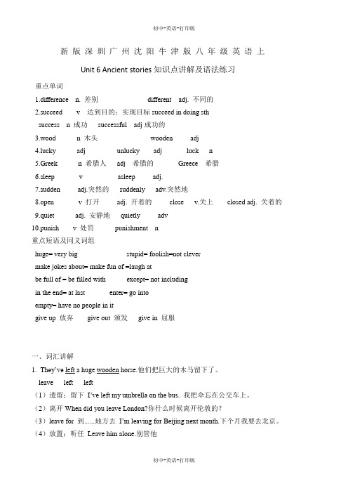 沪教牛津版-英语-八上-初中英语八上 Unit6精编学案与习题