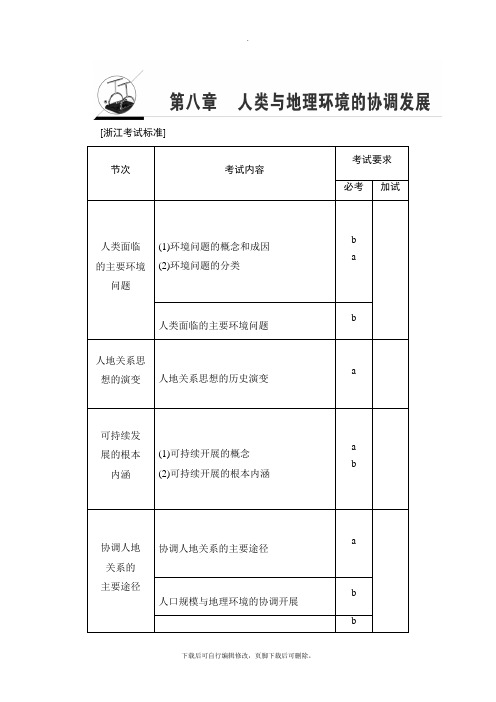 2021高考浙江(选考)地理一轮复习讲义： 第8章 第1讲 人类面临的主要环境问题与人地关系思想的演