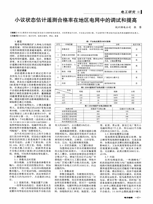 小议状态估计遥测合格率在地区电网中的调试和提高
