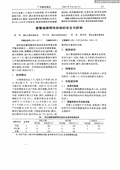 猪繁殖障碍性疾病的发生与防制