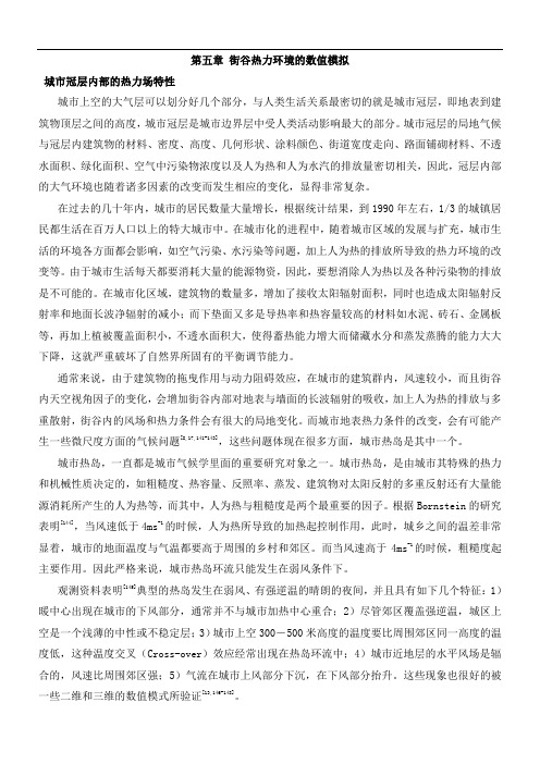 第五章街谷热力环境的数值模拟