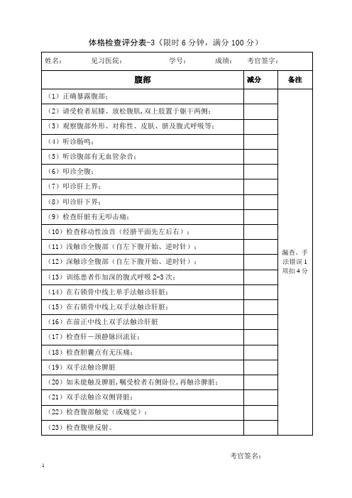 体格检查评分表-腹部