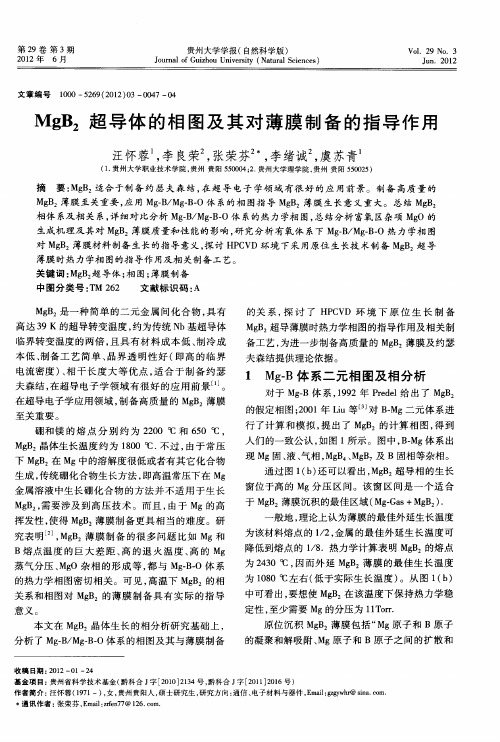 MgB2超导体的相图及其对薄膜制备的指导作用