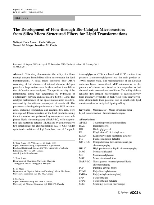 The Development of Flow-through Bio-Catalyst Microreactors from Silica Micro Structured Fibers