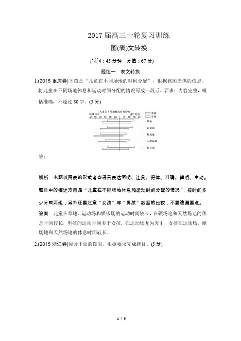 2017届高考语文一轮复习专题专练：第1部分 语言文字运用 第4单元 图(表)文转换