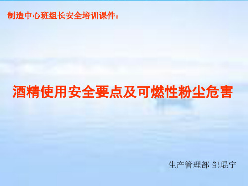 酒精使用安全要点及其可燃性粉尘危害(ppt 29页)
