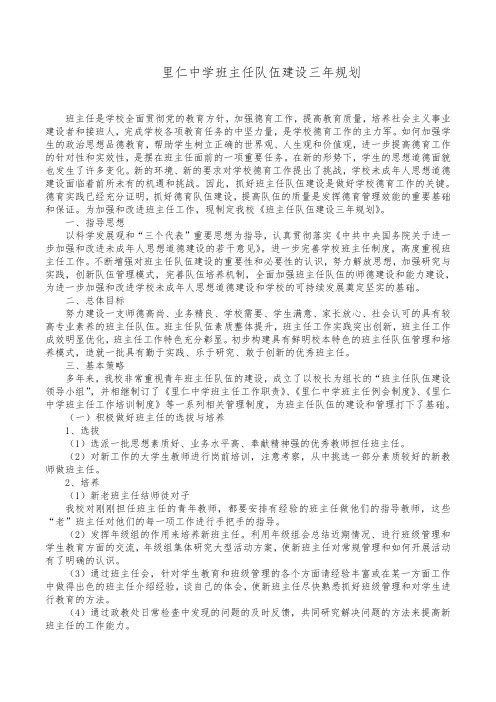 班主任队伍建设规划