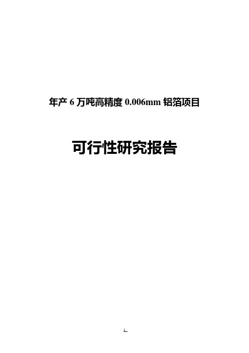 年产6万吨高精度0.006mm铝箔项目可行性研究报告