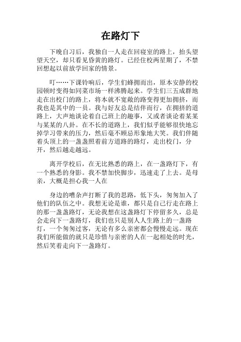 初二作文+在路灯下