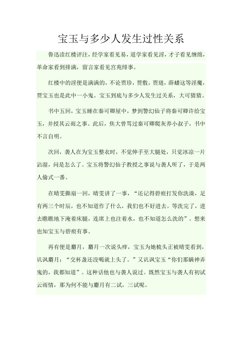 宝玉与多少人发生过性关系