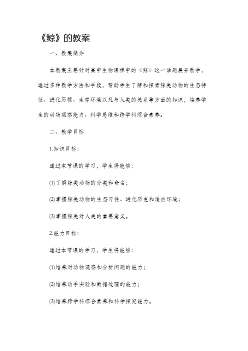 《鲸》的市公开课获奖教案省名师优质课赛课一等奖教案