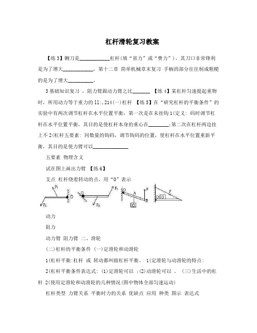 杠杆滑轮复习教案