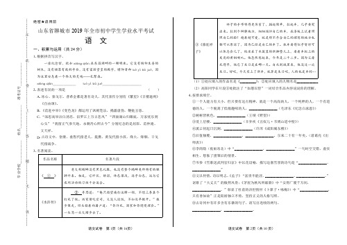 2019年山东省聊城市中考语文试卷含答案