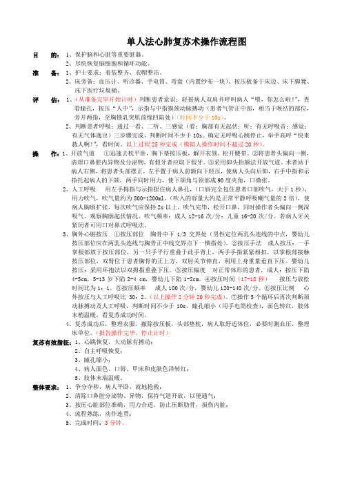 单人心肺复苏操作流程图
