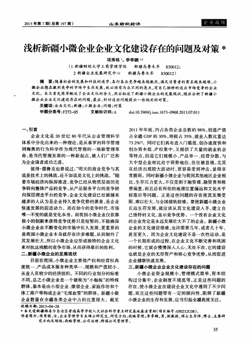 浅析新疆小微企业企业文化建设存在的问题及对策