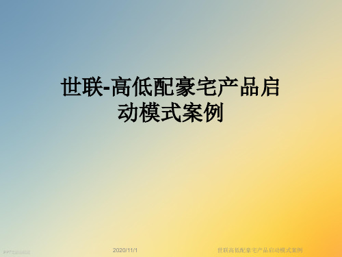 世联高低配豪宅产品启动模式案例