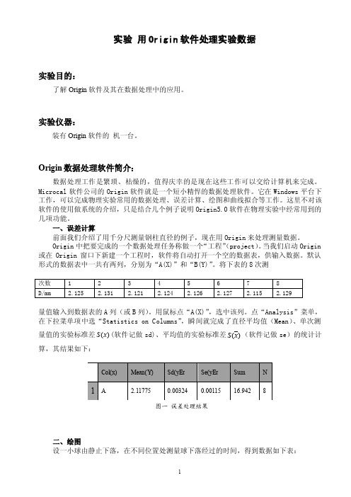 实验用Origin软件处理实验数据