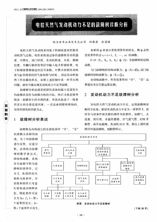 电控天然气发动机动力不足的故障树诊断分析