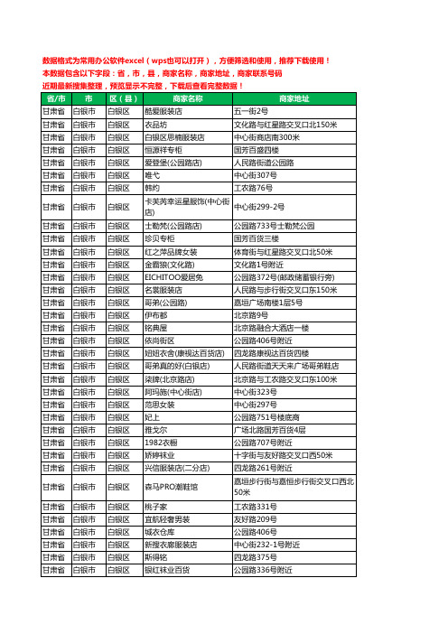 2020新版甘肃省白银市白银区服装工商企业公司商家名录名单黄页联系电话号码地址大全227家