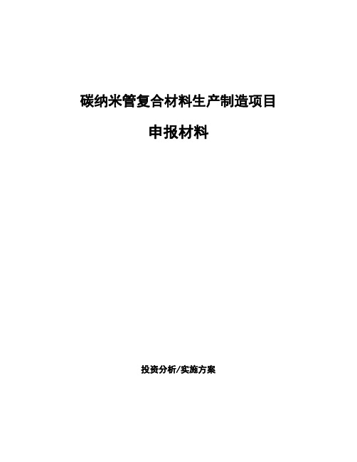 碳纳米管复合材料生产制造项目申报材料