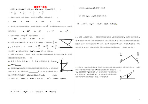 九年级数学上册 第一章 解直角三角形综合测试(无答案) 鲁教版五四制