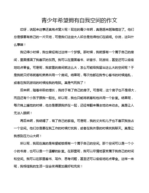 青少年希望拥有自我空间的作文