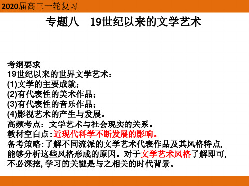人民版历史必修三专题八19世纪以来的文学艺术复习(共29张PPT)