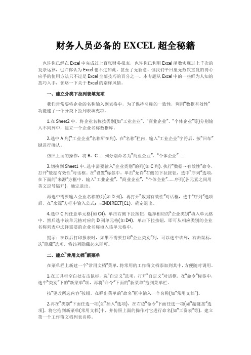 财务人员必备的excel技巧