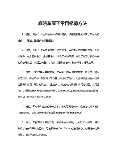 庭院车厘子常用修剪方法