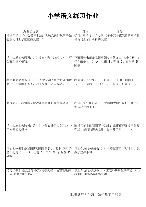 小学六年级语文期末冲刺训练1000题 (516)