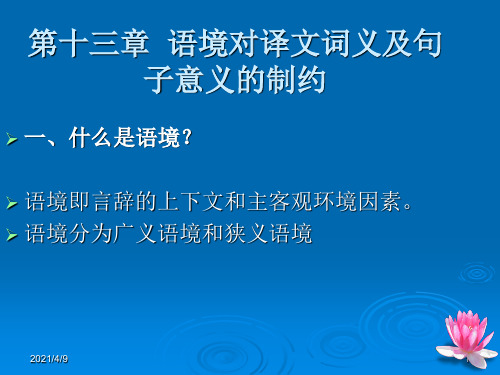 第十三章--语境对译文词义及句子意义的制约