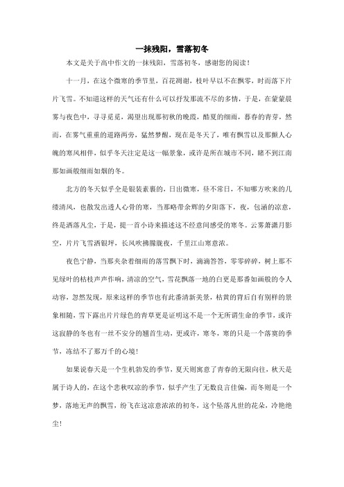 一抹残阳,雪落初冬_高中作文