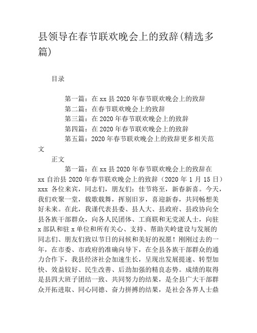 县领导在春节联欢晚会上的致辞(精选多篇)