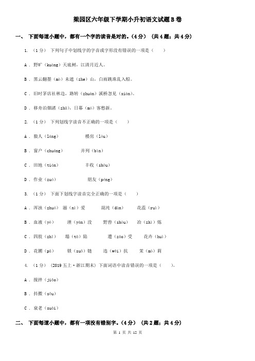 梁园区六年级下学期小升初语文试题B卷