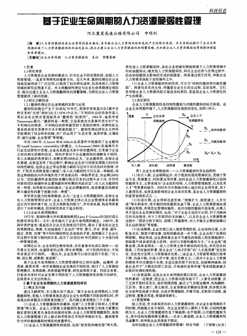 基于企业生命周期的人力资源脆弱性管理