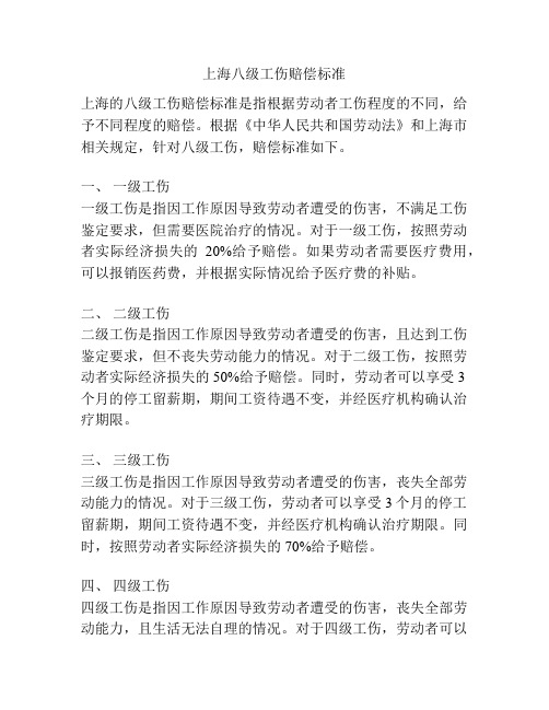 上海八级工伤赔偿标准