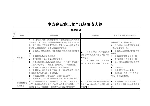 2019电力建设施工安全现场督查大纲【最新资料】.doc