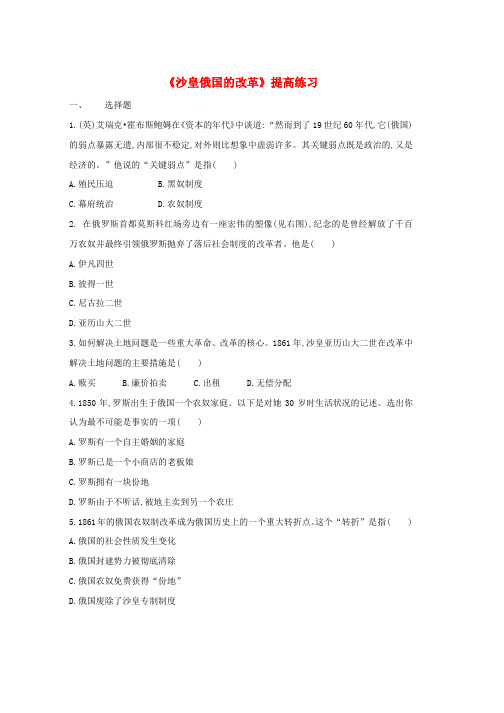 九年级历史上册第六单元资本主义的扩张第21课沙皇俄国的改革提高练习中华书局版word格式