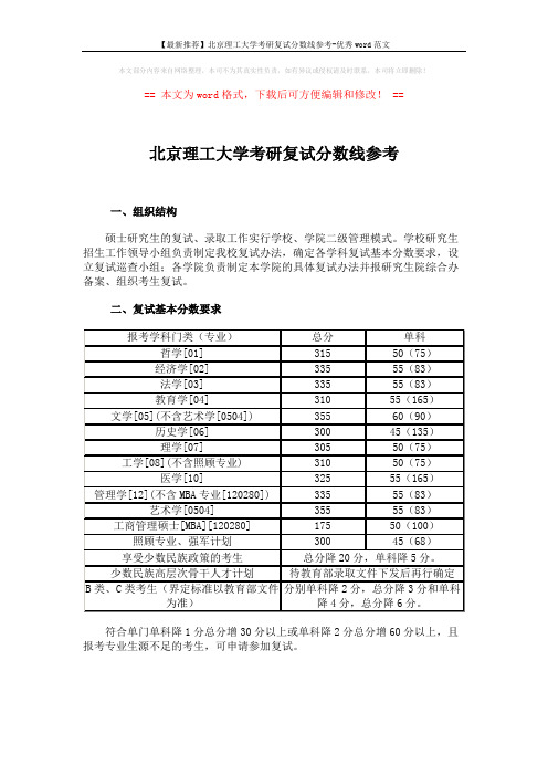 【最新推荐】北京理工大学考研复试分数线参考-优秀word范文 (6页)