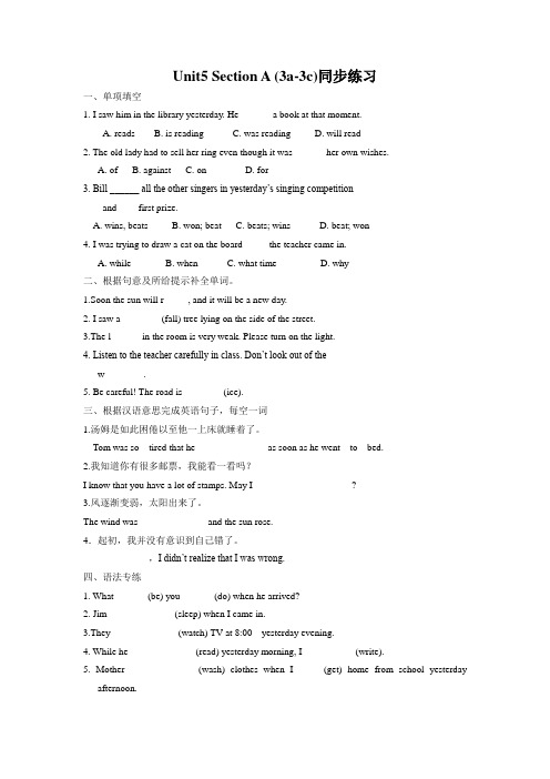 人教新目标(Go for it)版八年级下英语Unit 5 Section A (3a-3c)同步练习及参考答案.doc