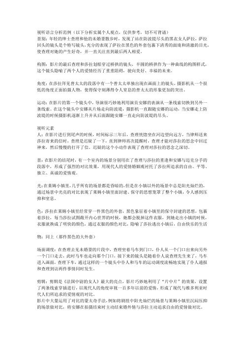 视听语言分析范例