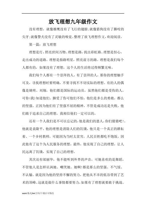 放飞理想九年级作文(精编版)