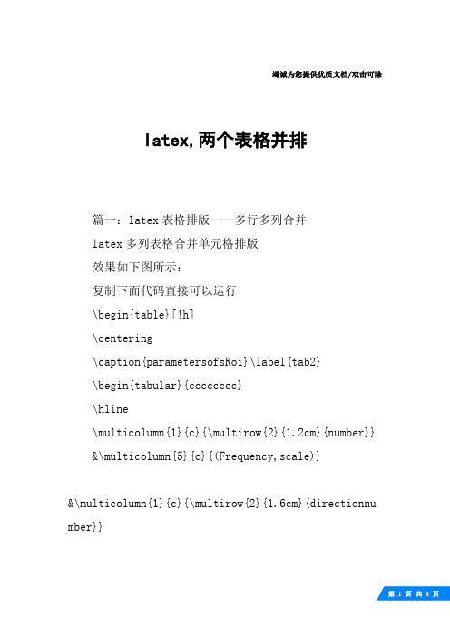 latex,两个表格并排
