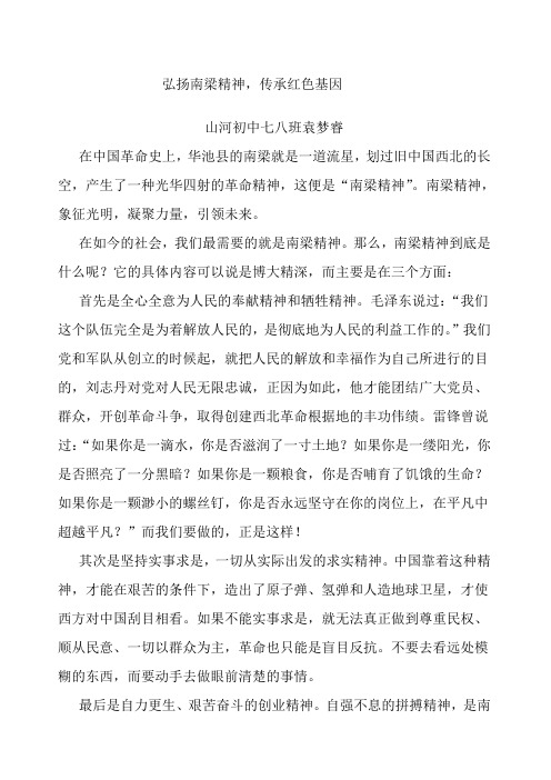 弘扬南梁精神传承红色基因