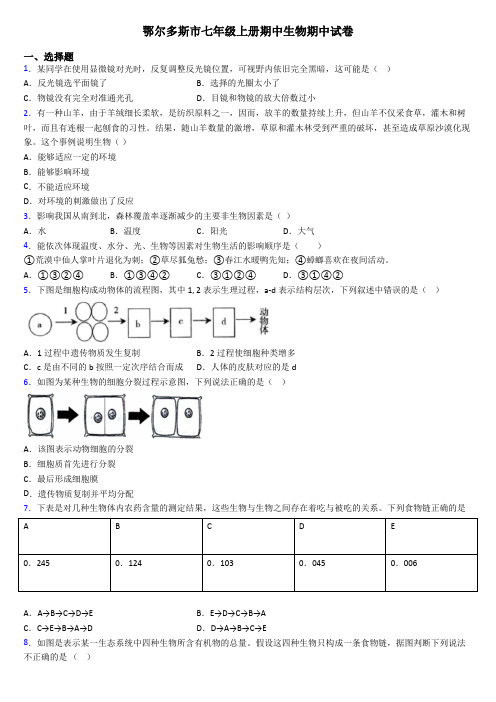 鄂尔多斯市七年级上册期中生物期中试卷