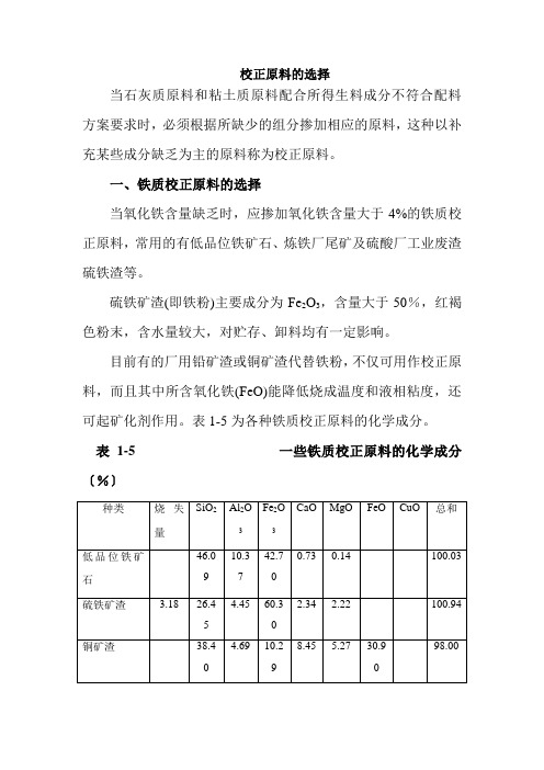材料工程技术专业《校正原料的选择》