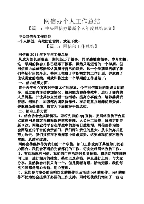 网信办个人工作总结